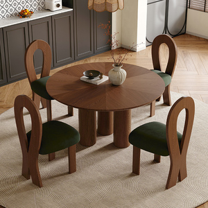 Tavolo da Pranzo Allungabile in <span class=keywords><strong>Legno</strong></span> Massello con Piano Rotondo, <span class=keywords><strong>Design</strong></span> Moderno per Sala da Pranzo, Ristorante, Appartamento - Product Image 2