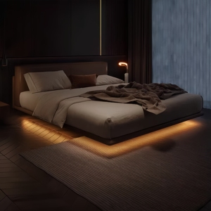 Letto Fluttuante Horizon in Tessuto, Stile Moderno e Semplice, Letto Imbottito Matrimoniale per Camera da Letto Principale - Product Image 5