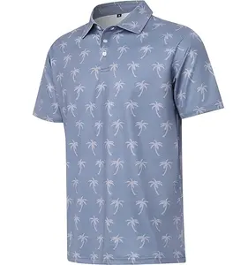 デジタルプリントパターン半袖プラスサイズのゴルフ服全体に印刷ゴルフポロシャツカスタムロゴ