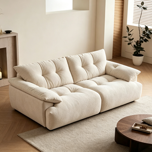 Sofá Moderno de Terciopelo de Tres Plazas con Brazos Redondos y Respaldo Suelto para Sala de Estar - Product Image 5