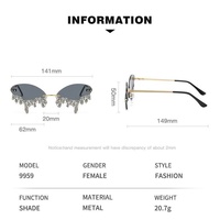 Lunettes De Soleil Designer Punk Diamond avec UV400 Monture Dorée Petits Verres Ovales Sans Monture en Forme de Larme Strass Lunettes De Soleil Gafas De Sol