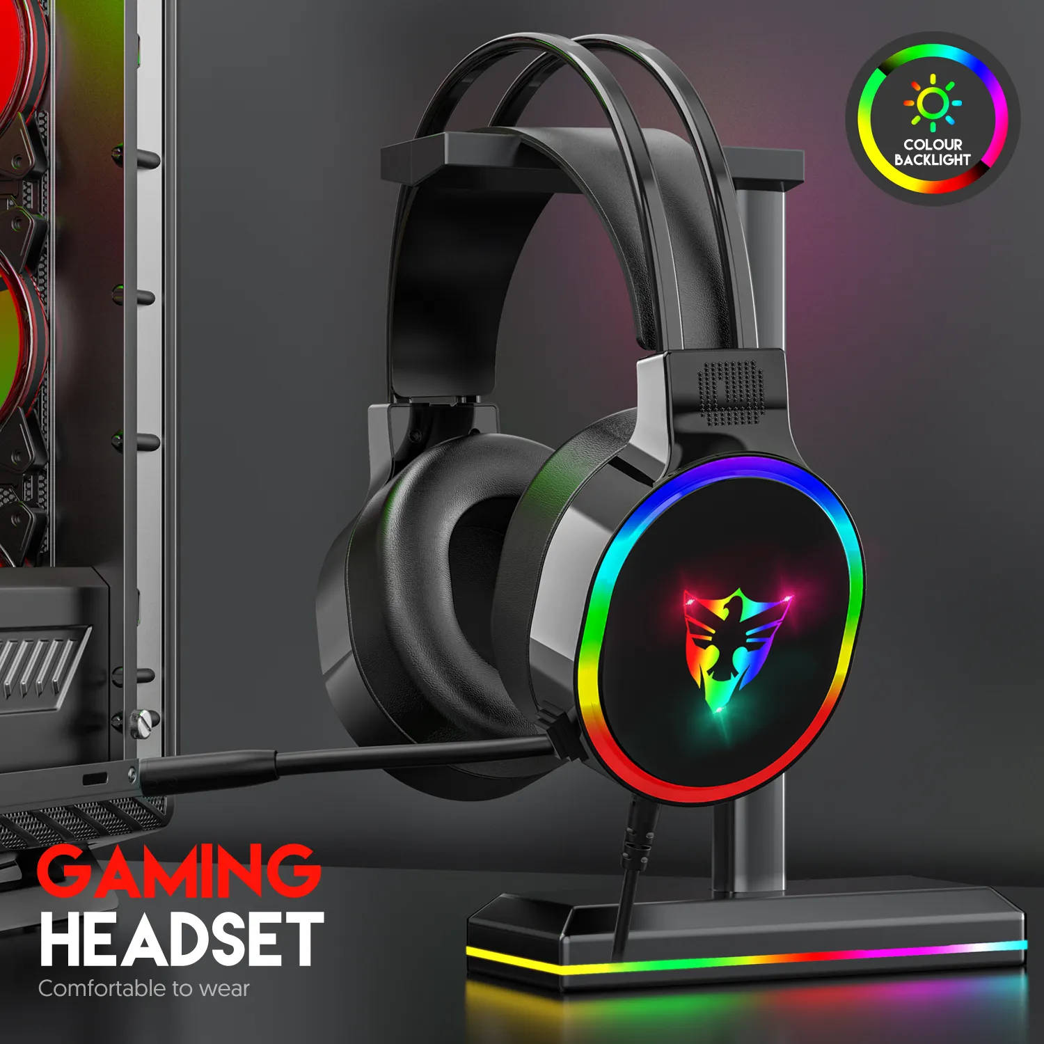 Headset Gaming Mikrofon Bercahaya RGB G607, untuk Xbox One, Nintendo Switch, dan Laptop