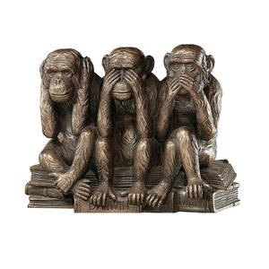 Résine Bronze Entendre-Non, qui Ne Voit pas, parle-Pas de Singes Maléfiques Statue Animalière Trois Vérités de L'homme Figurine - Product Image 2