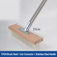 Brosse de nettoyage de sol à poils en nylon avec manche en acier inoxydable de 120 cm pour cuisine, salle de bain, carrelage et joints