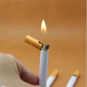 Briquet fin simulé avec meule coupe-cigare, coupe-vent, au butane, portable, cadeau d'affaires, mini briquet fantaisie - Product Image 1