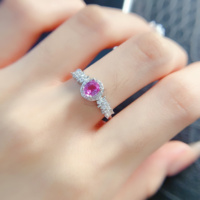 Factory Wholesale OEM/ODM Customized 925 Sterling Silver Natural Pink Sapphire Women Engagement Ring for Daily Commuting