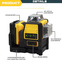 Niveau laser auto-nivelant rechargeable 12V, 360° °   Lignes vertes horizontales et verticales avec couverture sur 3 côtés