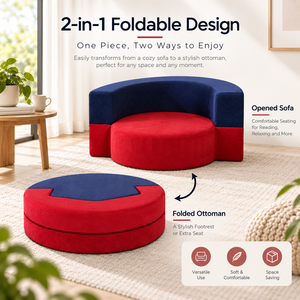 <span class=keywords><strong>Pouf</strong></span> Rotondo Pieghevole Confortevole e Accogliente in Tessuto Colorato con Cuscino in Schiuma e Rivestimento con Zip, Sedia da Terra, Divano <span class=keywords><strong>Letto</strong></span> - Product Image 2