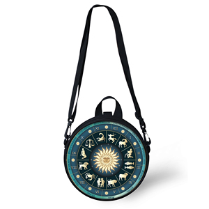 Mini sac à bandoulière noir gothique pour fille et garçon, sacoche ronde avec Constellations - Product Image 2
