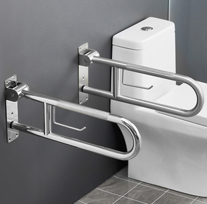 304 paslanmaz çelik korkuluk salıncak u-şekilli tuvalet engelli ve engelli insanlar için banyo tutamağı katlanabilir güvenlik korkulukları - Product Image 3
