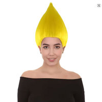 Perruque et coiffe de cosplay Trolls, en forme de larme, résistantes aux hautes températures, semi-nouées à la main, vente en gros en stock