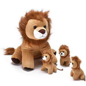 U422 Animaux en peluche doux <span class=keywords><strong>Maman</strong></span> Lion avec 3 bébés en peluche à l'intérieur Cadeaux surprises pour filles garçons adolescents Roi Lion en peluche - Product Image 1