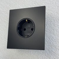 Interrupteur mural double pôle européen/UK 172*86 16A 20A, noir mat, en acier inoxydable, norme EU/UK, moderne, 250V