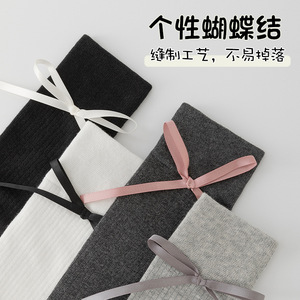 Knee <b>Socks</b> With Bow Women's Cotton Breathable Sweat Absorbent JK Style Long <b>Socks</b> For Youth Fashion Preppy Look - Product Image 3