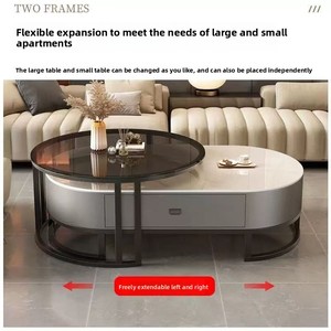 Living Room Modern <strong>Nesting</strong> Coffee <strong>Table</strong> Set, Sintered Stone Top with Carbon Steel Frame, Storage Drawer Accent <strong>Table</strong> - Product Image 6