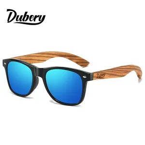 DUBERY2024男性と女性のための新しいゼブラパターン木製フレームメガネブラックウォールナットウッド偏光サングラスD190