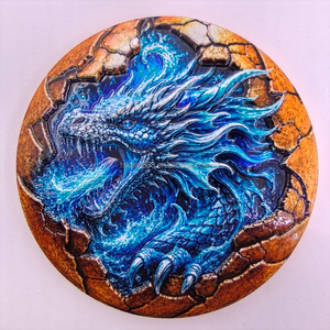 Pièce de monnaie commémorative en cuivre fin 99,9 % de 5 oz, motif Dragon de feu rouge, design Terre craquelée en relief, pour collection - Product Image 4