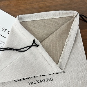 QMS Custom Logo Printed Gift Canvas Cotton Muslin Double <b>String</b> Handbag Shoe Dust Drawstring <b>Bag</b> - Product Image 6