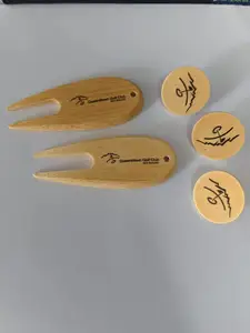 China Factory Bamboo Accessories Pitchfork Putting Green Fork Golf Markers Divot Tool