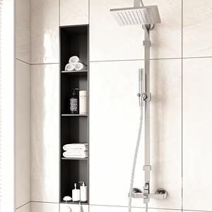 Nicchia Doccia Angolare in Acciaio Inox Verniciato a Polvere dal Design Moderno per <span class=keywords><strong>Bagno</strong></span> di Appartamento, Nicchia a Parete Incassata <span class=keywords><strong>Salvaspazio</strong></span> con LED - Product Image 5