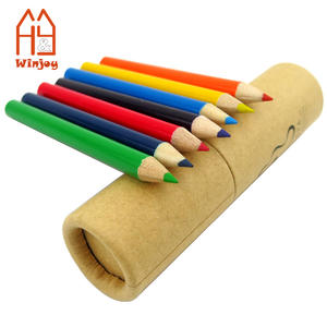 Disegno personalizzato 6 matite colorate con tubo di carta con Logo personalizzato, Mini matite colorate ecologiche per bambini, regalo promozionale - Product Image 2