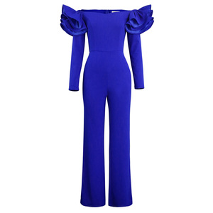 Am030410 Combinaisons élégantes d'automne à manches longues de style européen pour femmes Bleu - Product Image 5