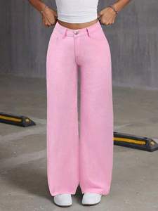 Pantalon droit pour <span class=keywords><strong>femme</strong></span> de haute qualité, respirant, à séchage rapide, coupe ample, jean décontracté à jambes larges, jean d'été - Product Image 3