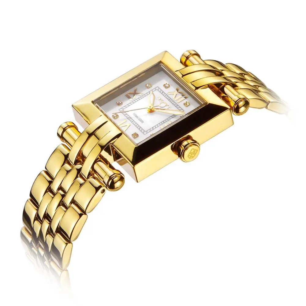 2019 Factory Custom Classic Rectangular Women Ladies Watches White MOP Dial Golden Bracelet Watch