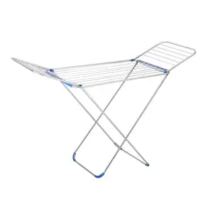 Wholesale Folding Clothing Drying Rack Gullwing Stainless Steel Hanging Clothes Dryer Racks Floor-Standing Coat Airer