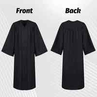 Robe de graduation mate en gros 2026 avec pompon, étole, cordon d'honneur, toge noire pour lycée et université