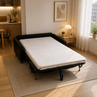 Canapé-lit pliant réglable en hauteur en cuir véritable de style victorien 2-en-1, mobilier multifonctionnel pour salon et chambre à coucher