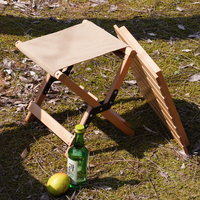 Tabouret pliant moderne et durable en bois de hêtre massif pour camping en extérieur - Double usage comme table et chaise pour la pêche en extérieur