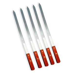 Brochetas Profesionales Planas de Acero Inoxidable Antiadherentes Resistentes al Calor <span class=keywords><strong>con</strong></span> Mango de Madera para Barbacoa, para Hombres, para Acampar al Aire Libre - Product Image 4