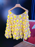 Creusé Crochet marguerite à manches longues Cardigan femmes 2025 automne hiver nouveau coupe ample Style frais vêtements d'extérieur haut