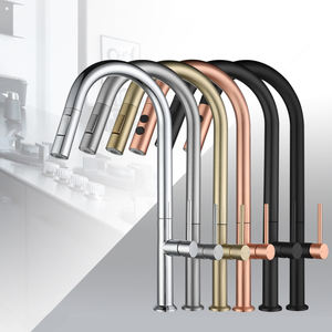 Robinet de cuisine contemporain noir or rose plaqué finition brossée pulvérisateur posé pour eau chaude et froide à usage domestique - Product Image 6