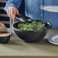 Bol rond en plastique PET noir de 8oz avec bord étanche et finition brillante pour sauces, trempettes et portions de dégustation