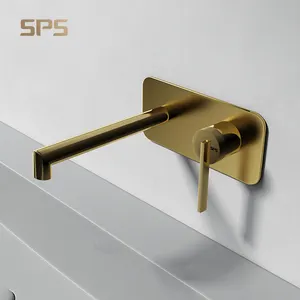 A3023 Thiết Kế Mới Nhất Luxury Vàng Brass Treo Tường Phòng Tắm Basin Mixer Giấu Vòi Rửa Chậu Rửa Nóng Và Lạnh Nước Tap