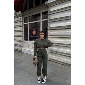 Ensemble de survêtement kaki à capuche respirant et léger, design personnalisé pour grandes tailles, idéal pour le jogging printemps/hiver - Product Image 5