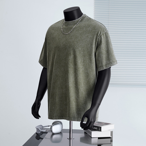 T-shirt d'été à séchage rapide pour homme délavé à l'acide T-shirt ras du cou à épaules tombantes et à motif uni de <span class=keywords><strong>style</strong></span> rue - Product Image 4