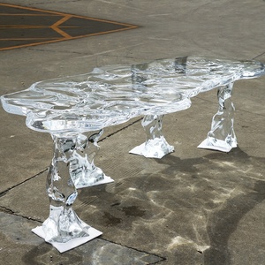 Table basse moderne en résine transparente pour bureau, balcon, salon – Aucun assemblage requis – Meuble de maison personnalisable - Product Image 1