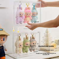 Vitrine transparente multicouche avec couvercle rabattable anti-poussière, organisateur en plastique PS pour figurines de boîtes mystères et collections de jouets