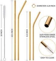 Pailles à boire en acier inoxydable personnalisées, ensemble de pailles en métal pour cadeau de noël, vente en gros