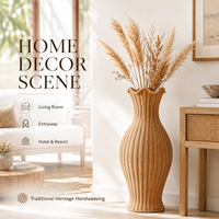 Panier à fleurs en rotin naturel fait main en gros pour décoration de mariage bohème, bac de rangement en osier tressé pour garde-manger, certifié FSC