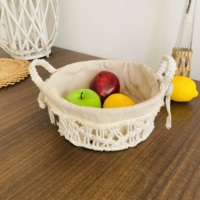 Plateau à pain en osier tissé à la main robuste et élégant corde de coton avec cadre en fer panier de rangement vintage pour la maison-pour les cadeaux