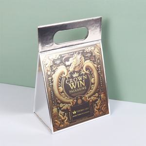 Sacs en papier, boîtes, sacs à main, boîtes cadeaux, emballages personnalisés avec logo Crown Win, revêtement argenté, poignée perforée, insert rigide, doublure en éponge - Product Image 4