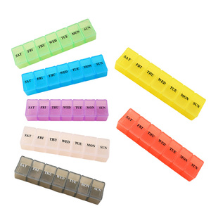 Wholesale Colorful Plastic 7 Days Pill Box Custom logo English Spanish German Storage Organizer Medicine Box