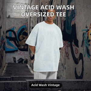 Camiseta Vintage con Efecto Ácido para Hombre, Oversize, de Algodón Pesado, Cuello Redondo, Estilo Urbano, con Logotipo Personalizado - Product Image 2