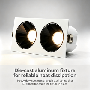 ไฟดาวน์ไลท์ LED แบบฝังสองหัว ตัวเรือนอะลูมิเนียมหล่อขึ้นรูป, สปอตไลท์ติดเพดานปรับความสว่างได้ 5%-100%, ใช้ร่วมกับลูตรอน เลแกรนด์ได้ - Product Image 4