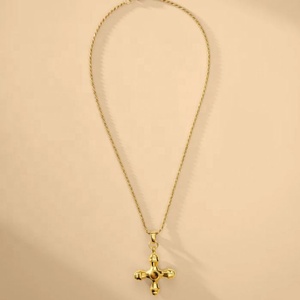 Collar con Colgante de Cruz a la Moda, Personalizado, Impermeable, con Ágata, Chapado en Oro, Acero Inoxidable 316L, Joyería de Moda para Mujer - Product Image 5