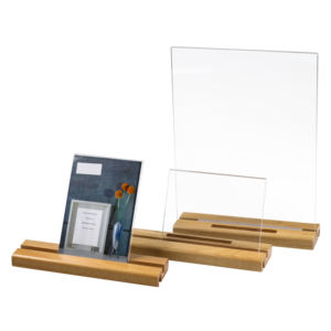 <span class=keywords><strong>Support</strong></span> de table personnalisé à deux fentes, incliné verticalement, transparent, <span class=keywords><strong>double</strong></span> face, porte-prix en acrylique en forme de T avec base - Product Image 1